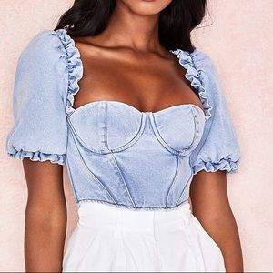 Denim Puff Sleeve Top “Lulette”